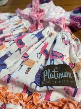 Matilda Jane Platinum 12 Months Pink Llama Alpaca Tunic Top Diaper Cover Outfit